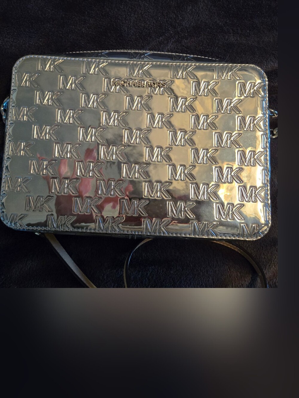 Michael Kors Metallic Silver MK Logo Crossbody Bag